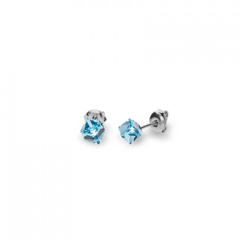 Cube Studs Small Aquamarine.