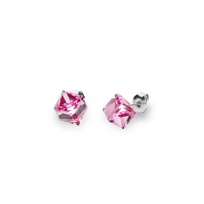 Cube Studs Medium Light Rose.